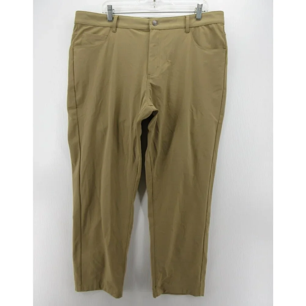 Fabletics Pants 40X26 Tan Performance Golf Commuter Travel Tech Logo
